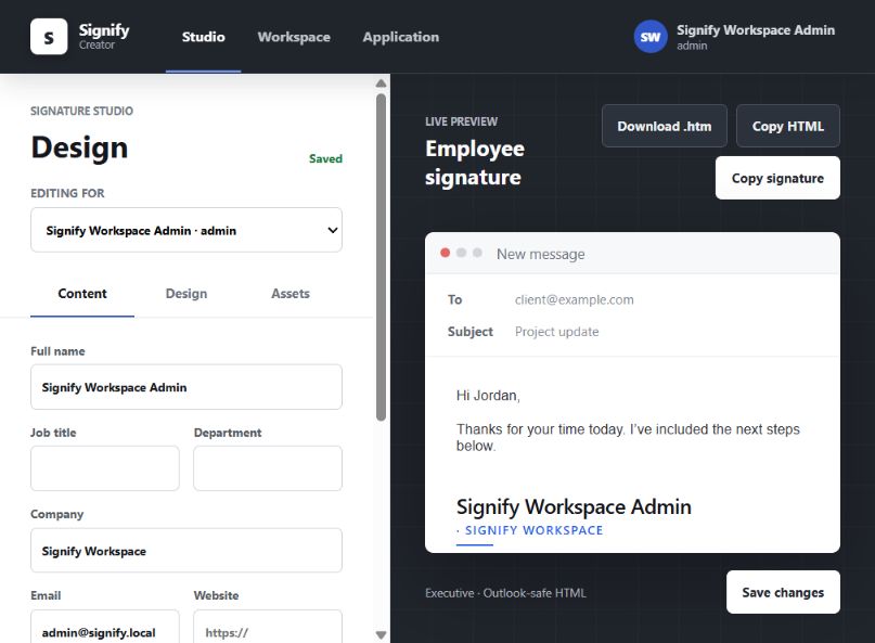 Signify Creator visual signature studio