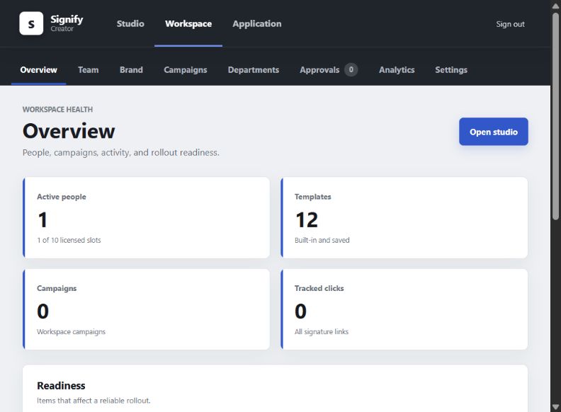 Signify Creator workspace overview